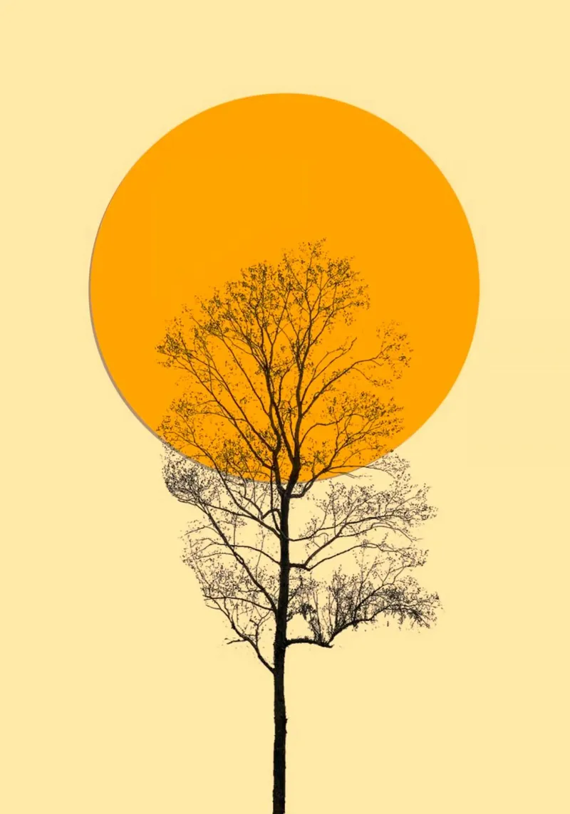 linescape tree and sun poster da carsa