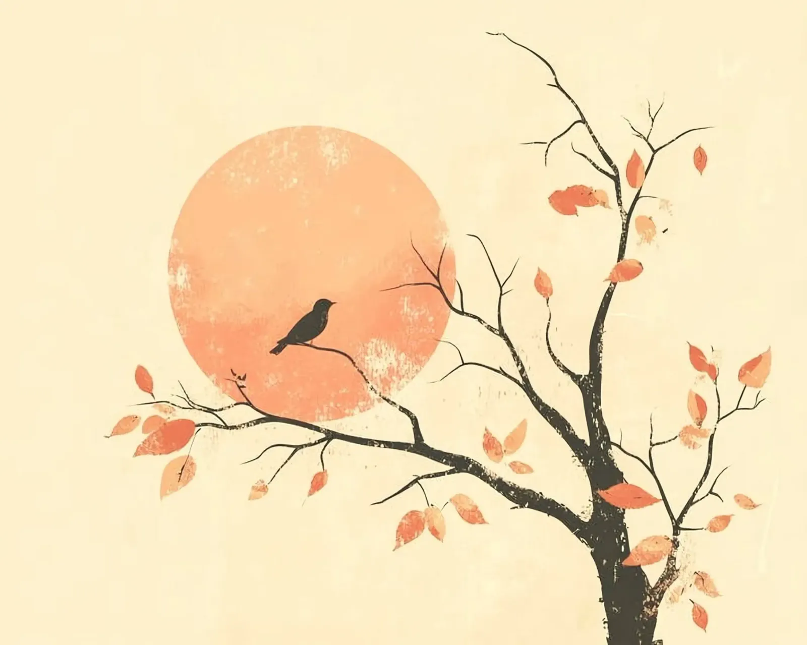 bird on branch tree canvas with Floater frame by kichin