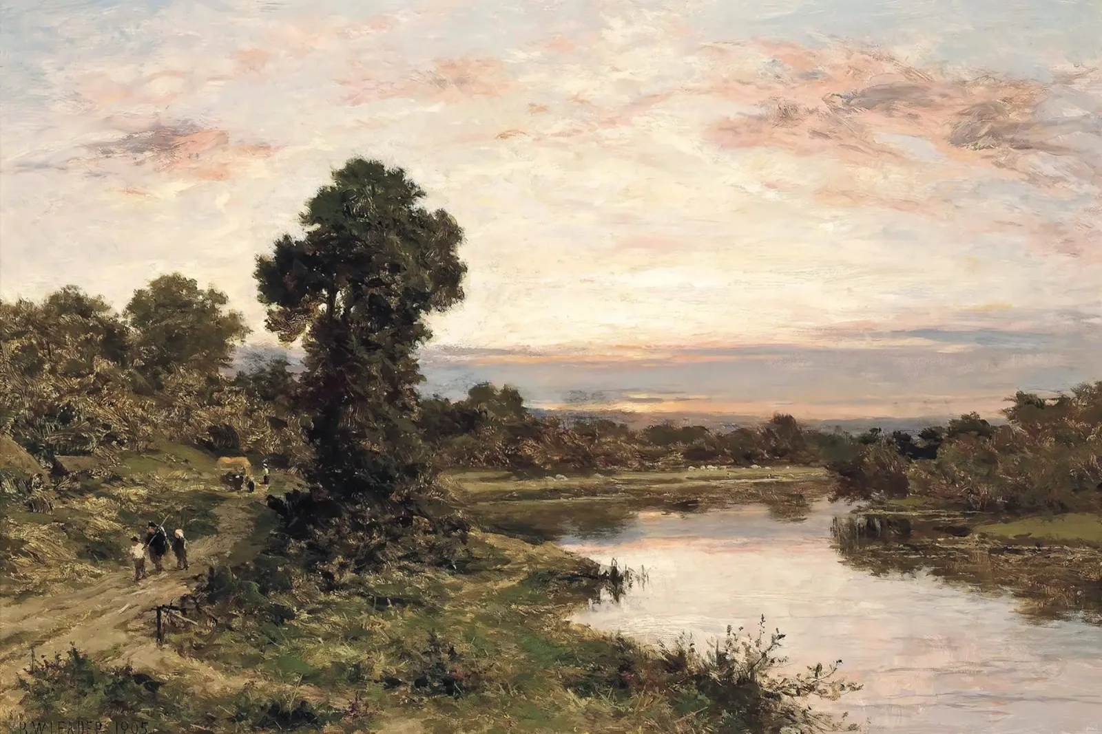 Evening On The Thames At Shillingford poster con telaio in legno da apoloprints