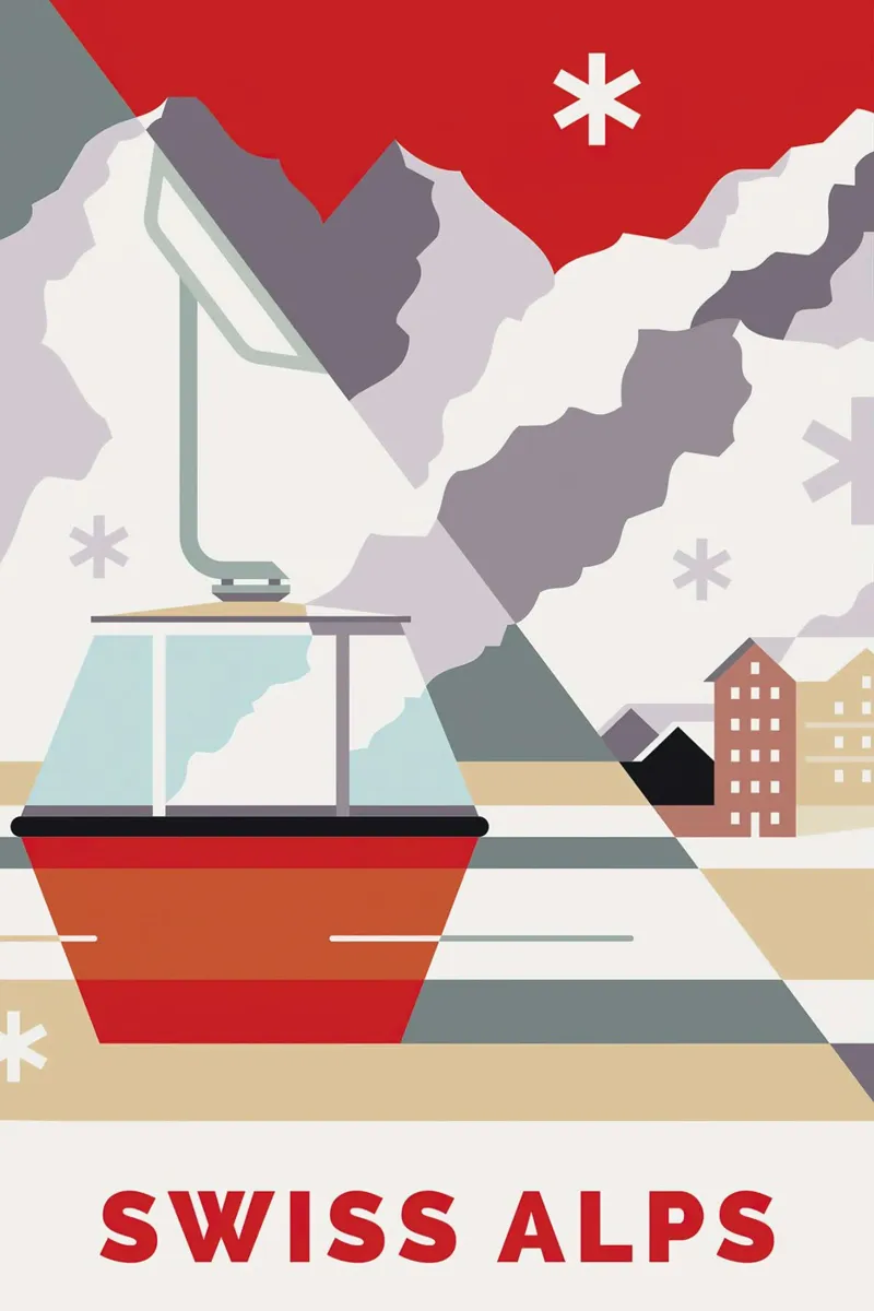 Swiss Alps poster con telaio in legno da Smith Black