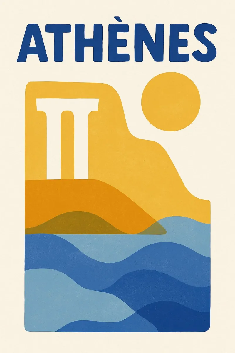 Poster Atene - Poster abstrait poster con telaio in legno da JETLAG | affiches voyage