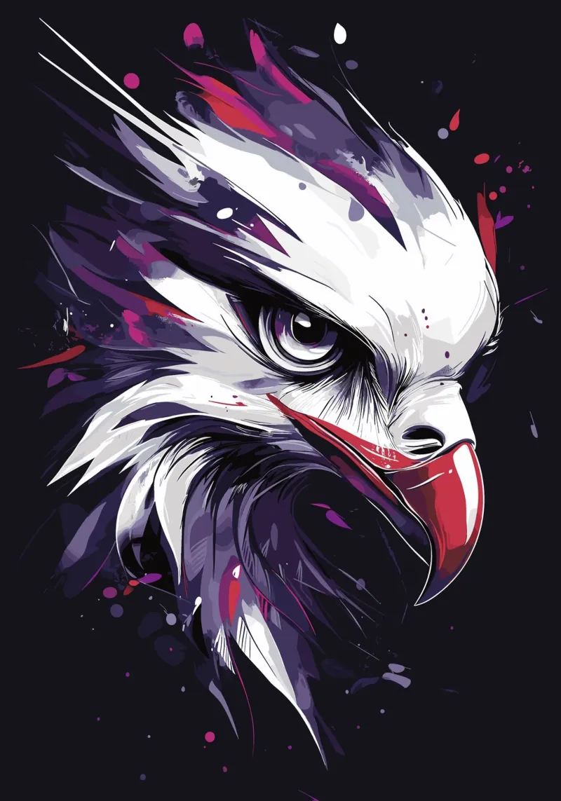 Dynamic eagle in a storm of colour canvas with Floater frame by pixelbull - medieval art and more