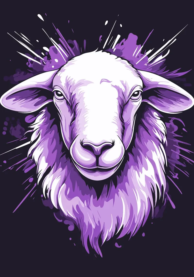 Ritratto di una pecora viola poster da pixelbull - medieval art and more