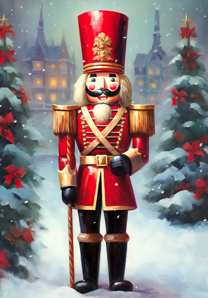 Christmas Nutcracker canvas with Floater frame by Fleur de Lys