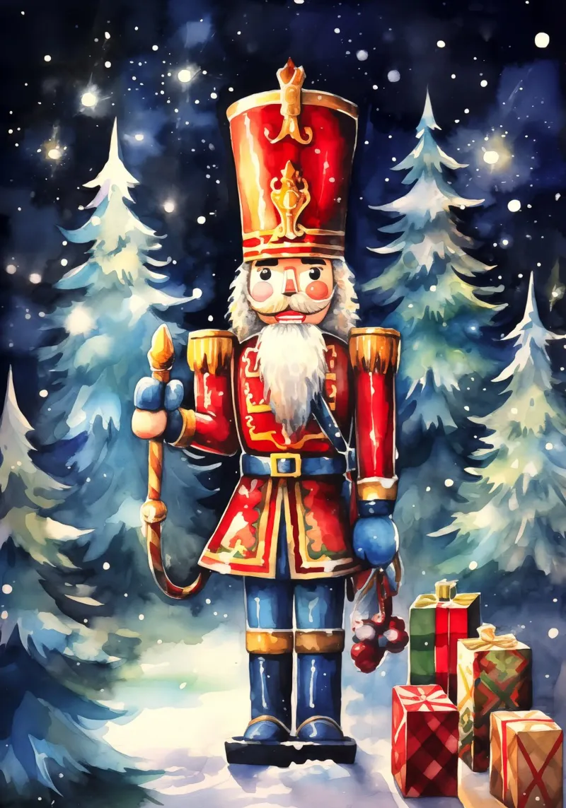 Christmas Nutcracker canvas with Floater frame by Fleur de Lys