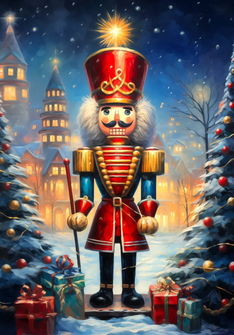 Christmas Nutcracker canvas with Floater frame by Fleur de Lys