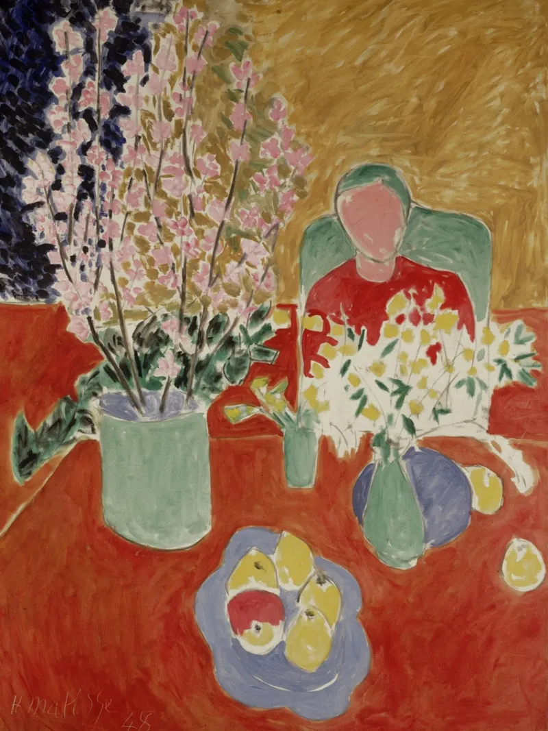 vaso di fiori e frutta sul tavolo poster da briyan shop
