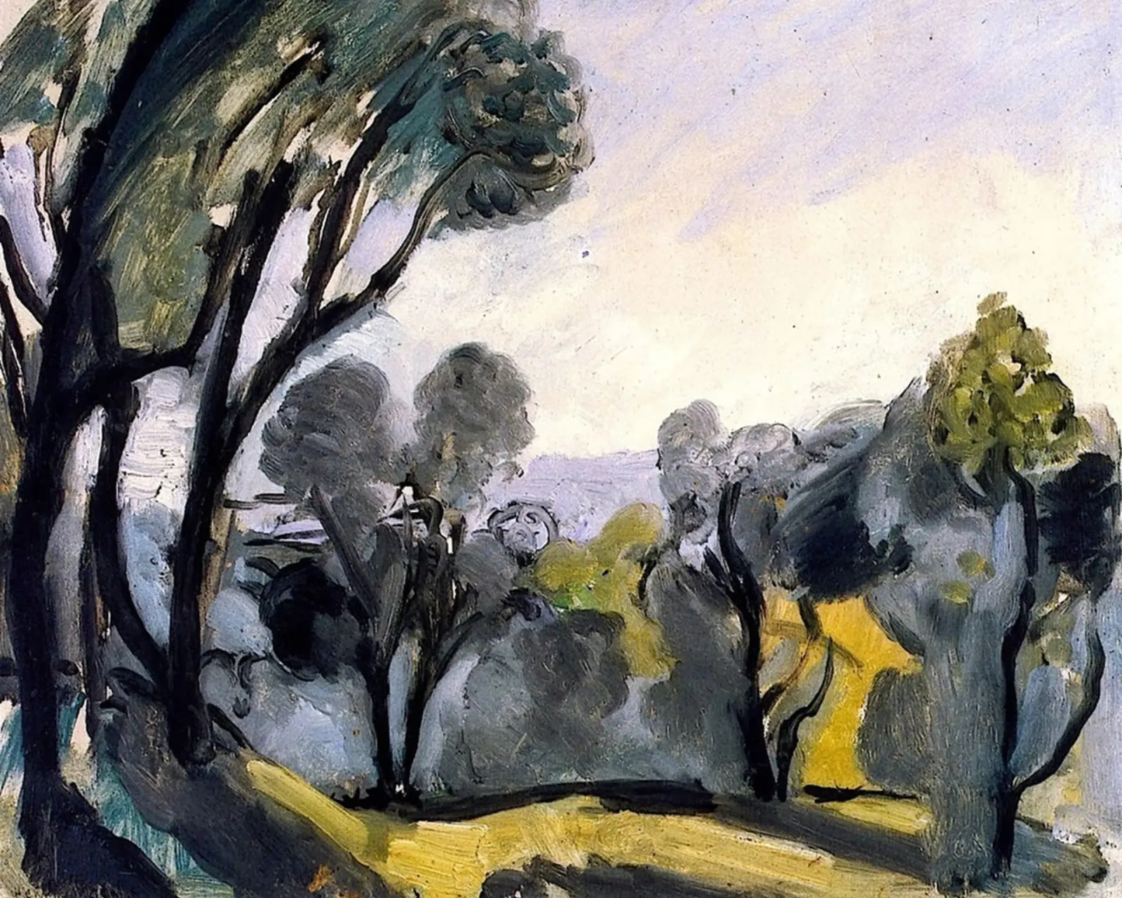 winding trees in the forest canvas with Floater frame by briyan shop