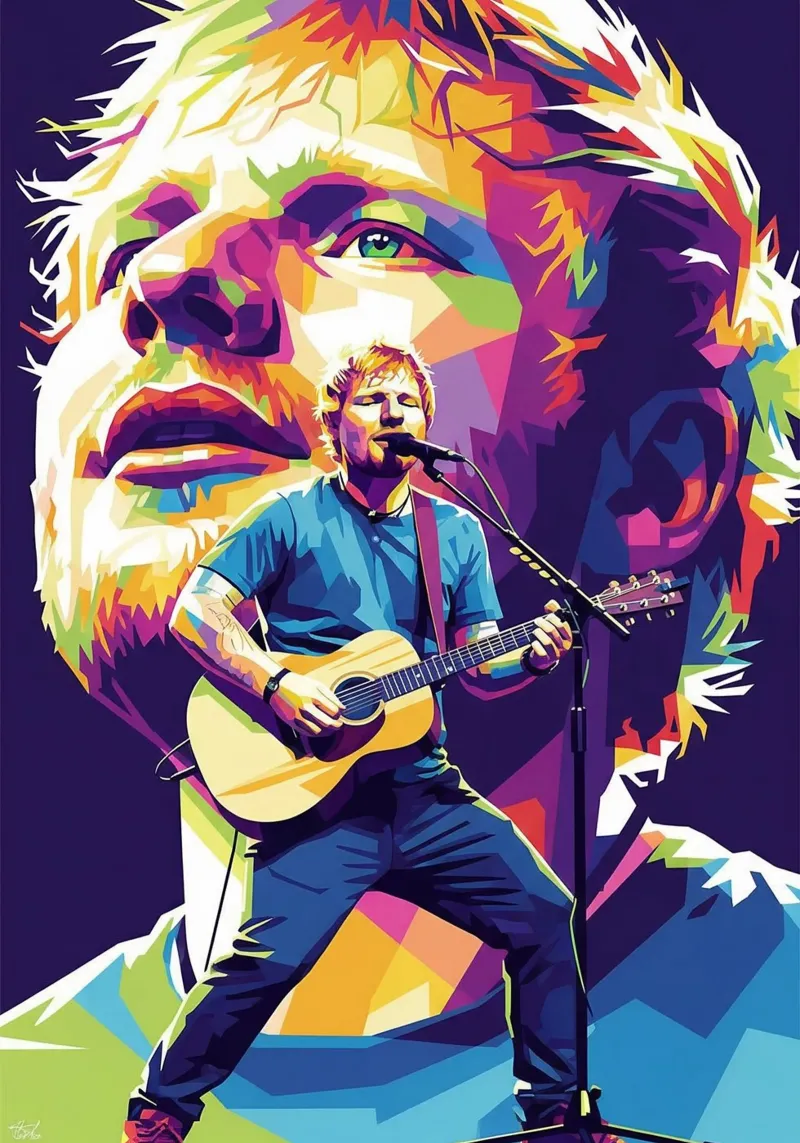 Ed Sheeran pop art tela con Cornice a cassetta da Hantamrata