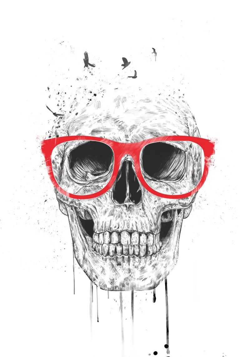 Skull with red glasses pellicola backlit da Balazs Solti