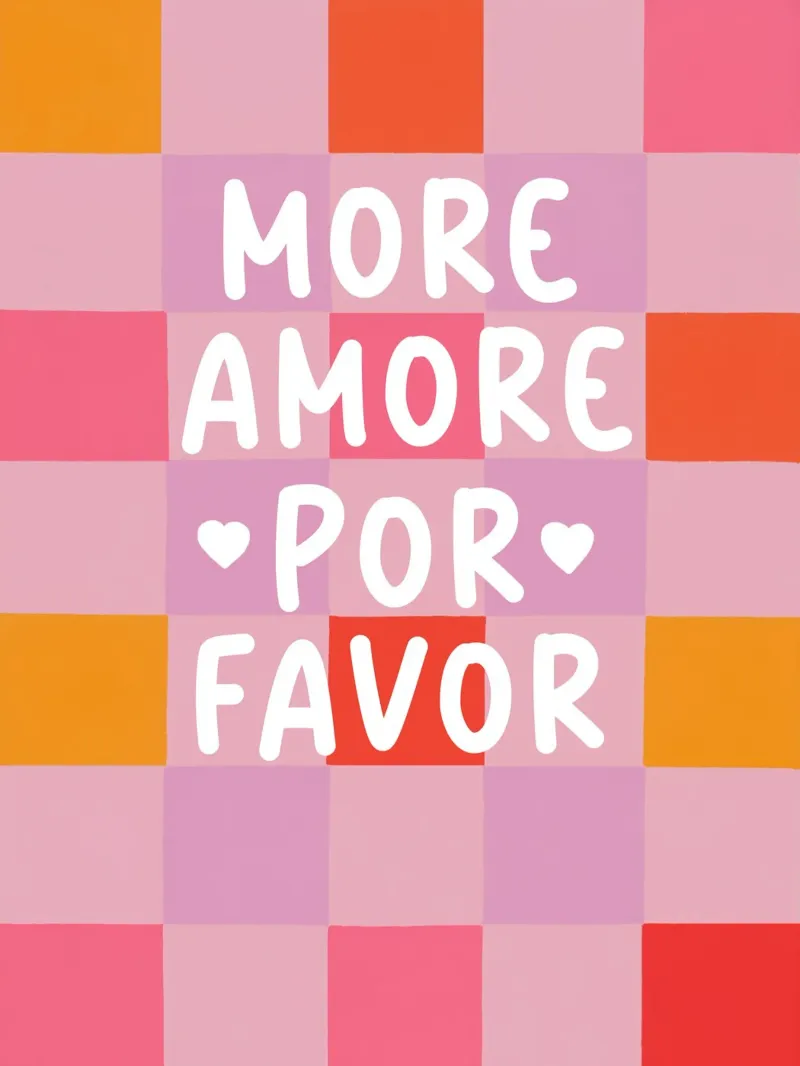 More Amore in a chess pattern canvas with Floater frame by Carinaprint