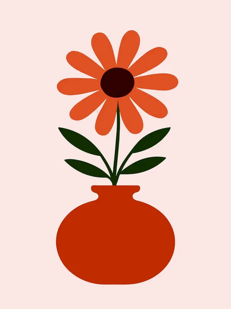 Illustrazione minimalista di un fiore in un vaso tela con Cornice a cassetta da Ethan Smith