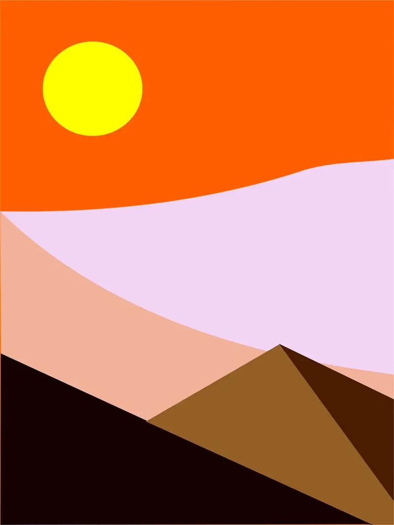 Paesaggio desertico minimalista con sole tela con Cornice a cassetta da Noah Bouchard