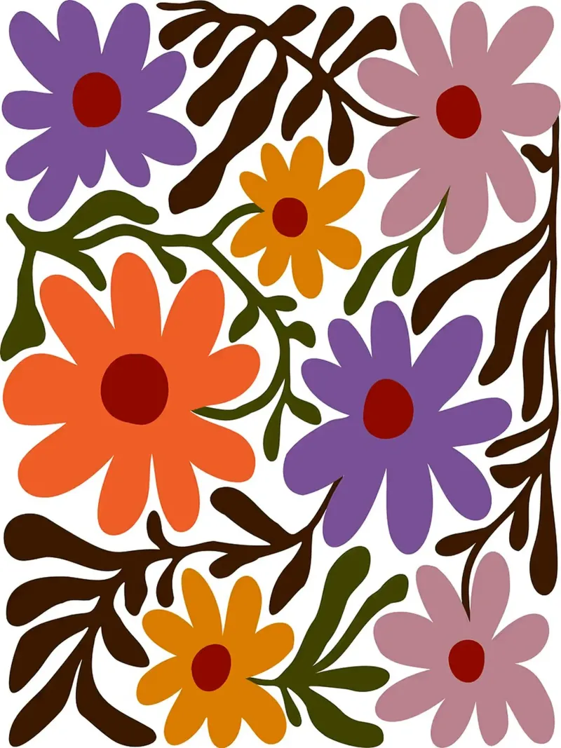 Motivo floreale con colori pastello poster con telaio in plastica da Liam Lee