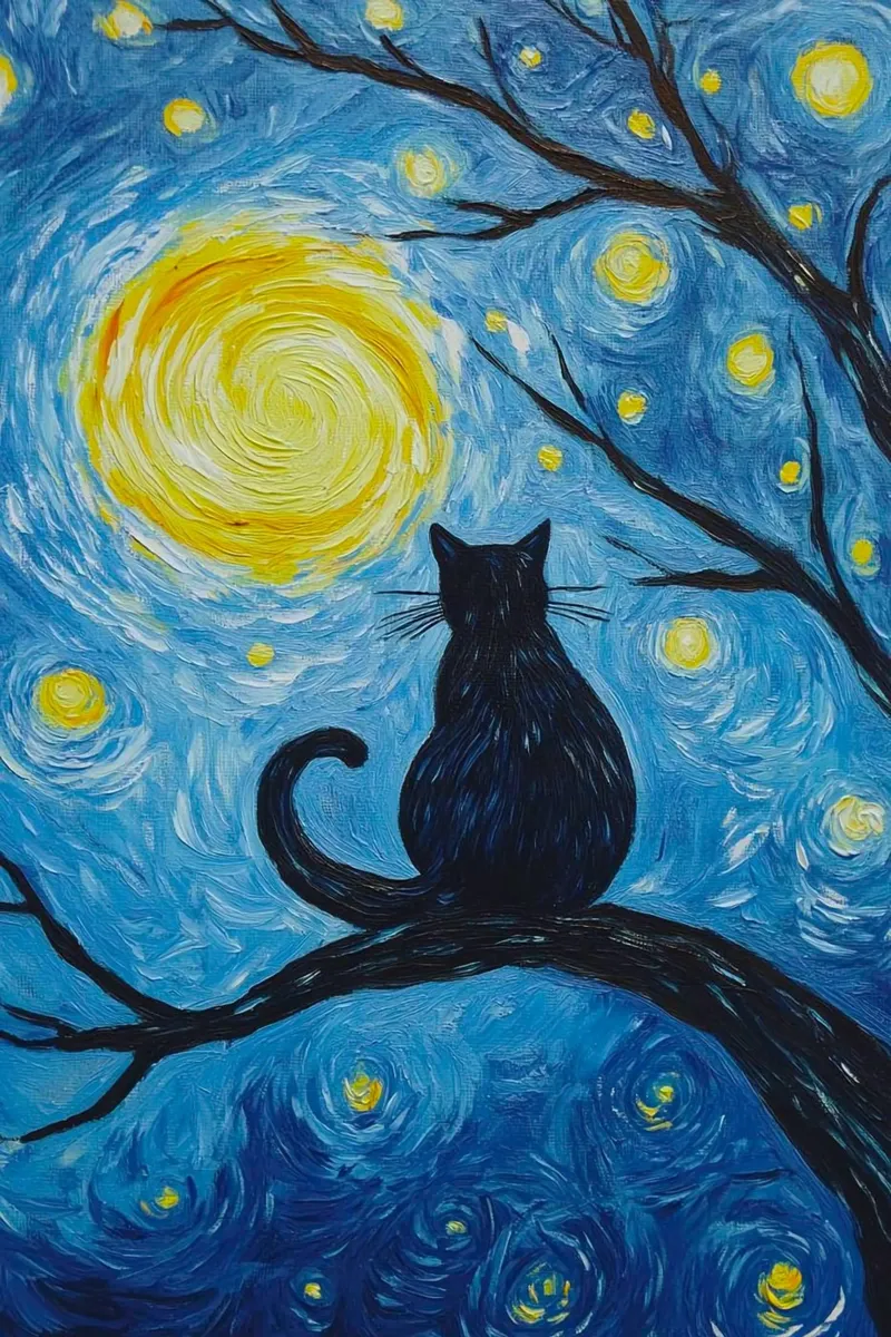 cat on branch canvas with Floater frame by lifeline