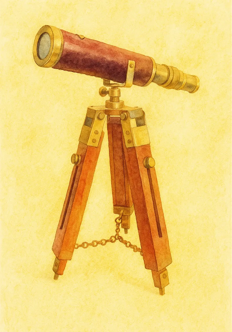 telescopio vecchio dipinto d'epoca poster da kroocoot