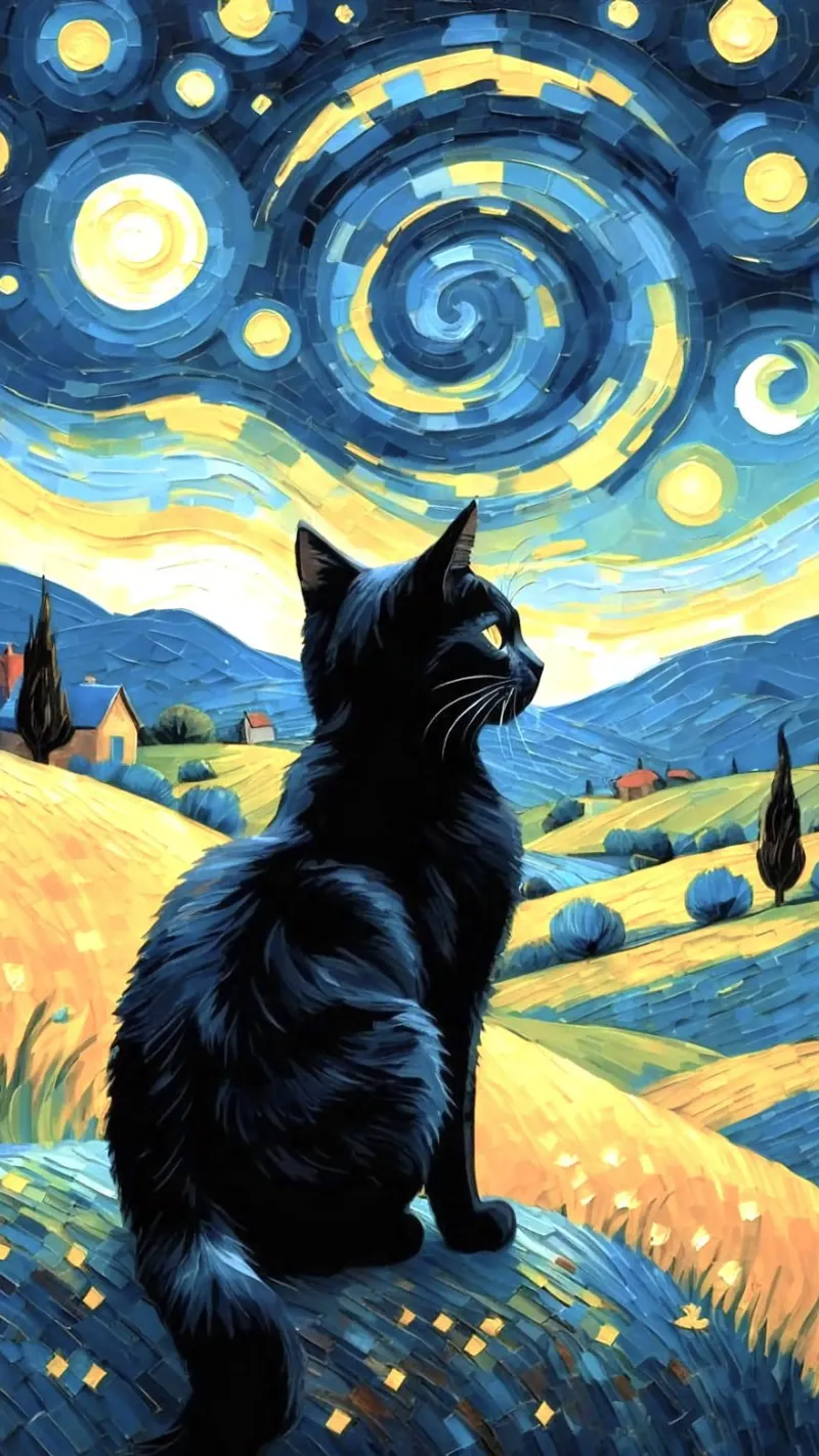 kitty land on and view the stars poster da hamily