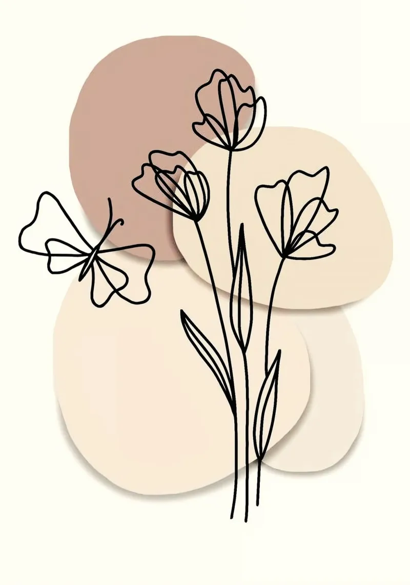 shape with flower poster con telaio in legno da melts
