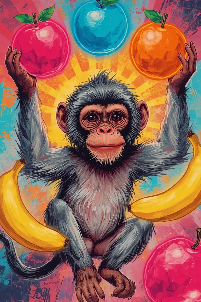 Scimmia con frutta poster da DesignDoodle