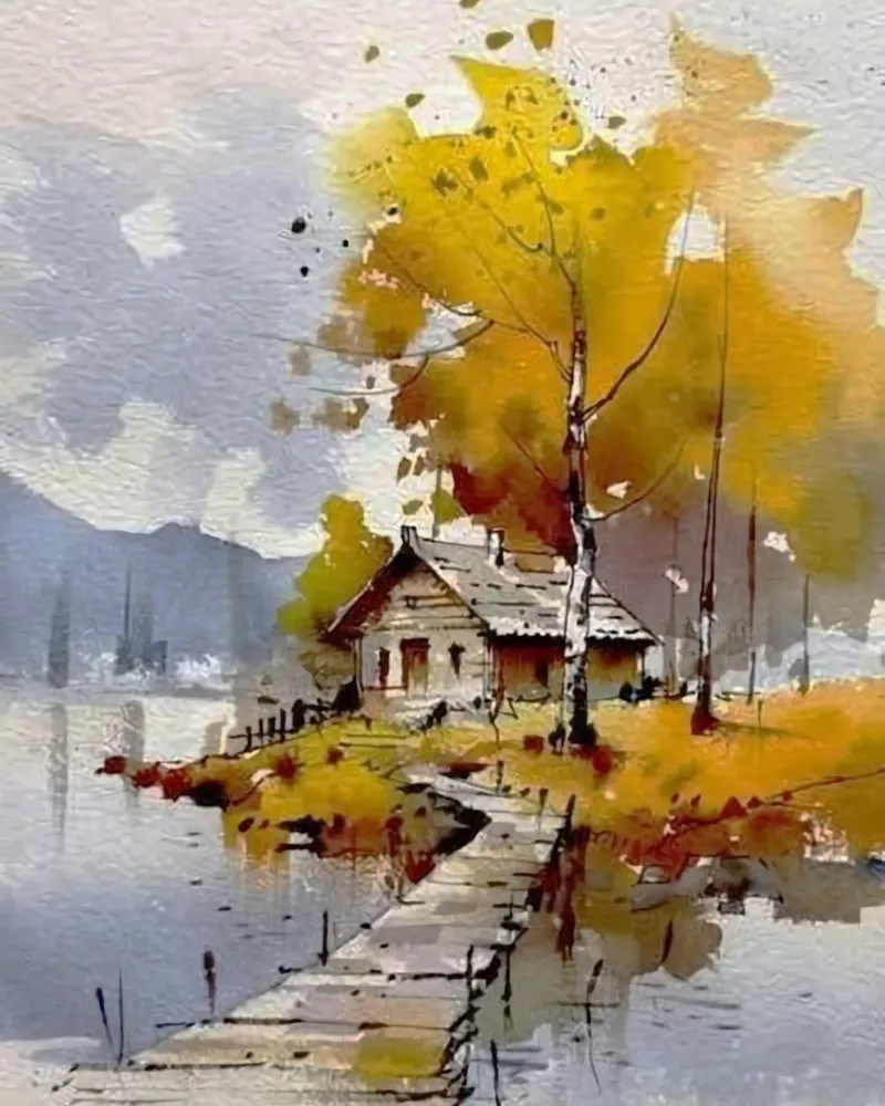 art house and the tree tela con Cornice a cassetta da firmana