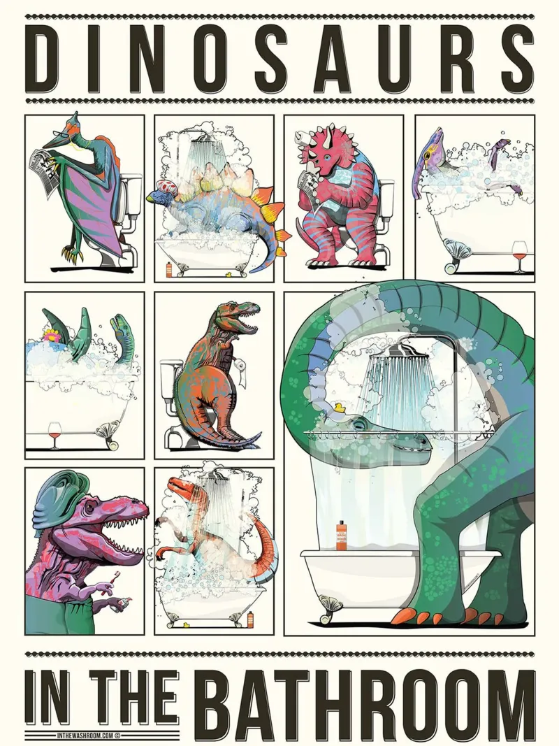 Dinosauri in bagno poster da David Jackson