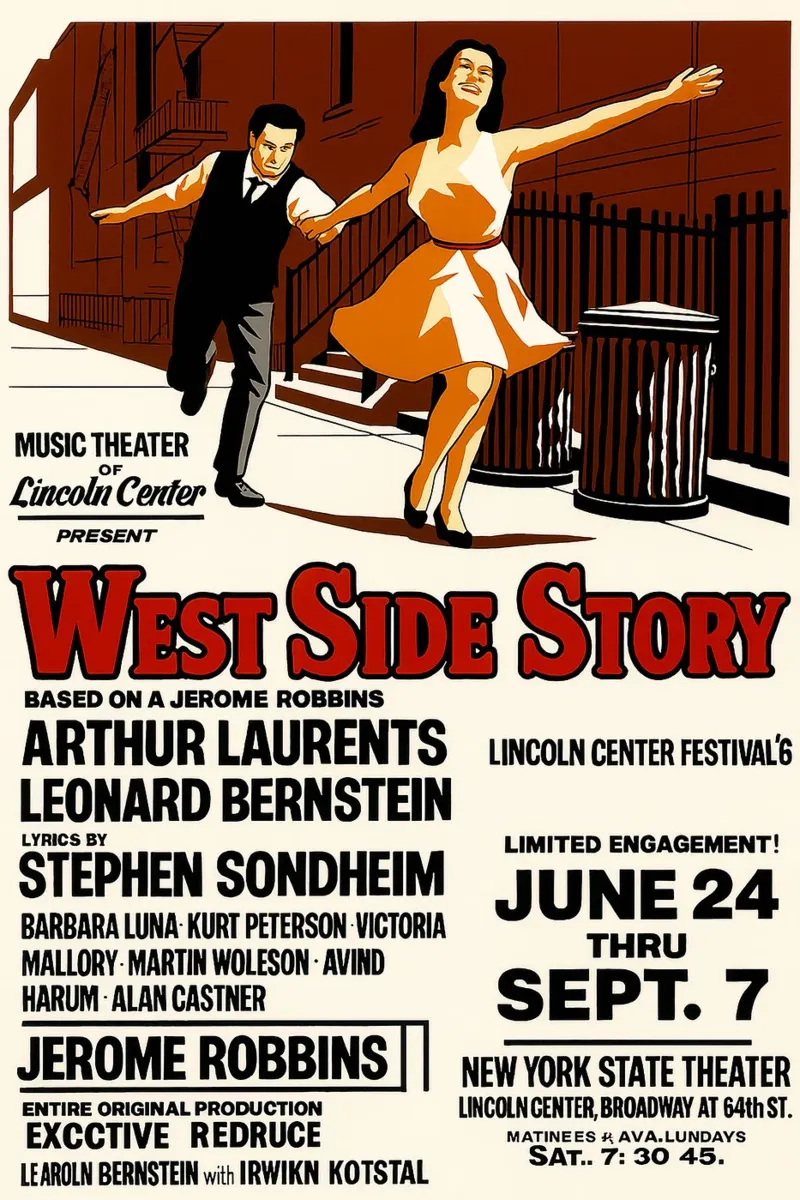 West Side Story - Teatro Vintage Lincoln Center tela con Cornice a cassetta da Cobron Studio