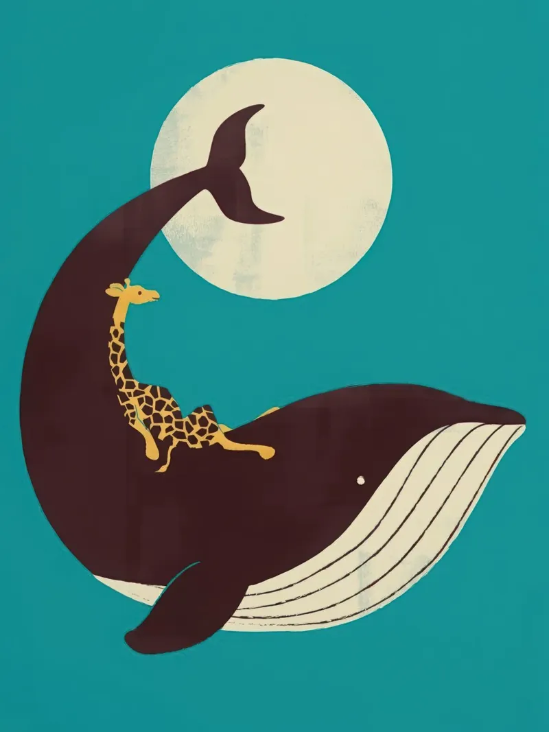 La giraffa e la balena poster da Panait Ivascu
