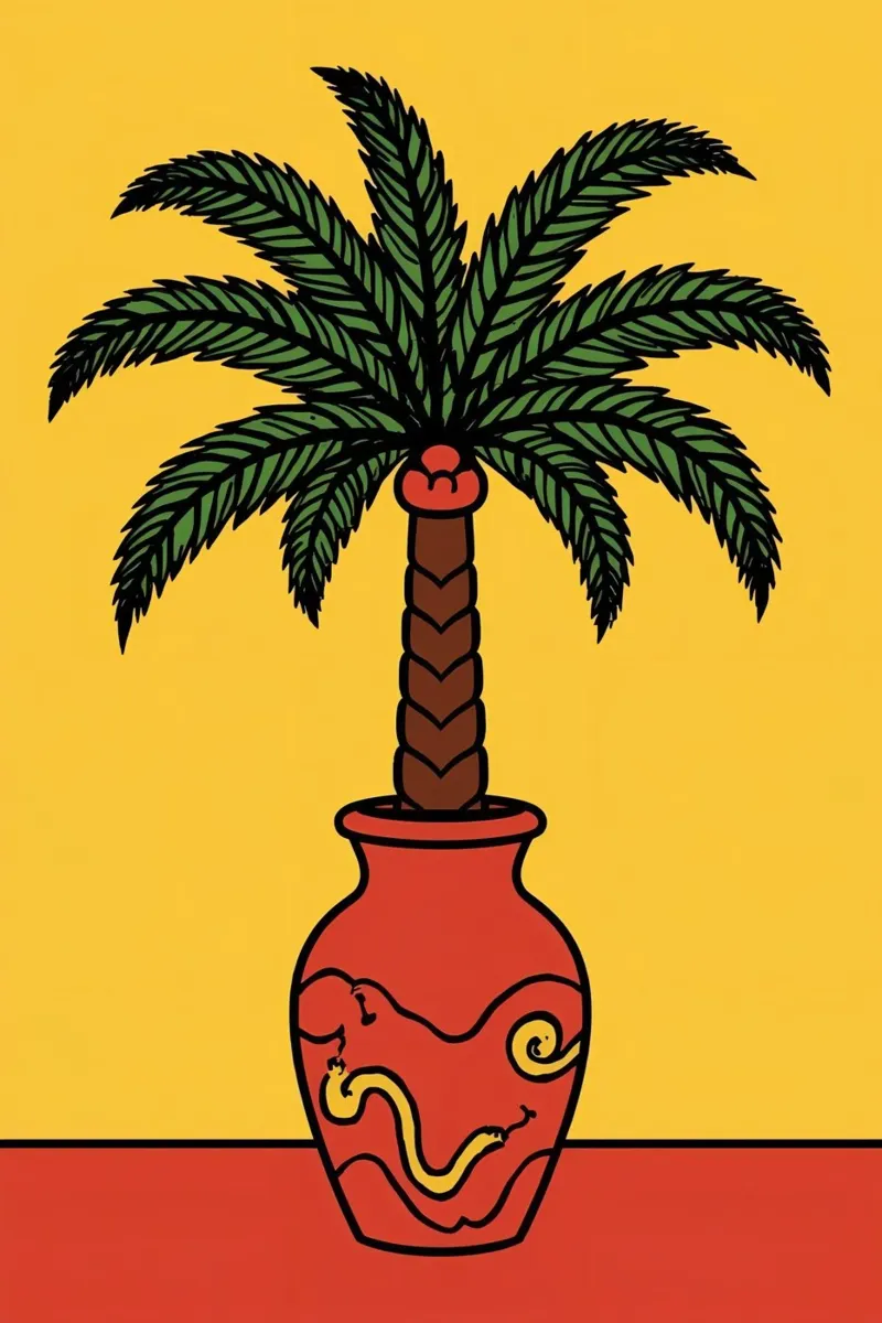 Palma in vaso poster con telaio in alluminio da DesignDoodle