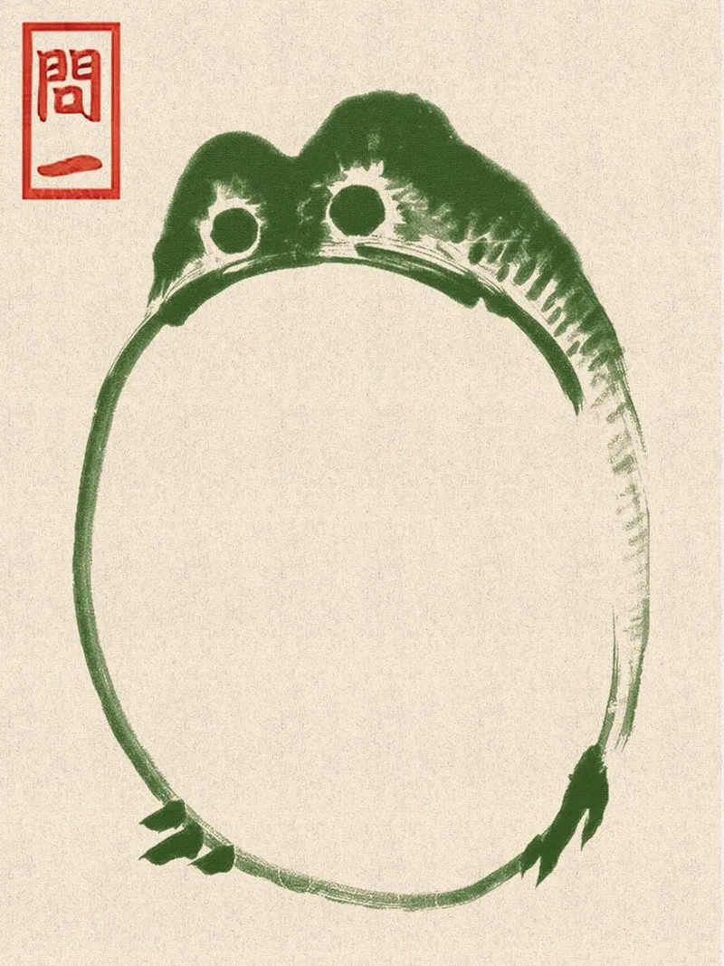 Grumpy Toad II by Matsumoto Hoji canvas with Floater frame by David Jackson