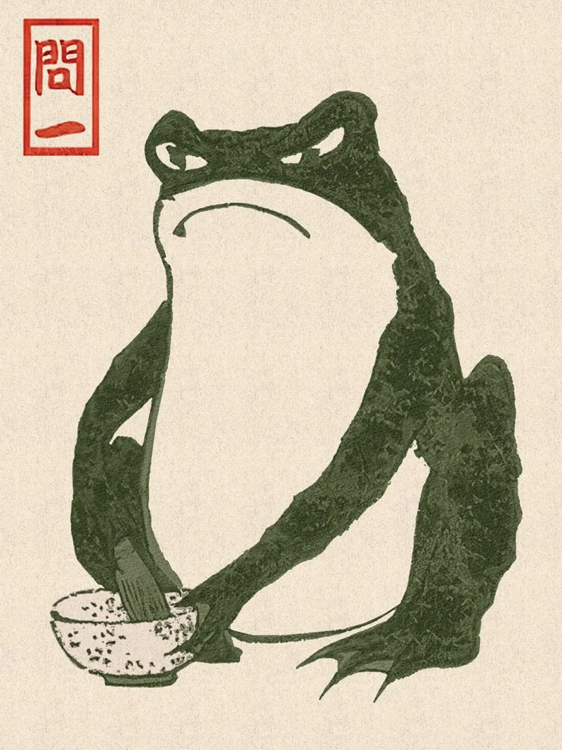 Grumpy Toad III canvas with Floater frame by David Jackson