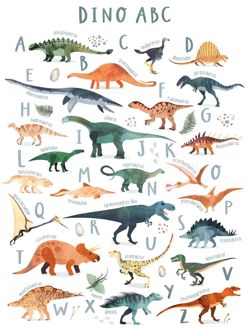 L'ABC del dinosauro felice poster da David Jackson