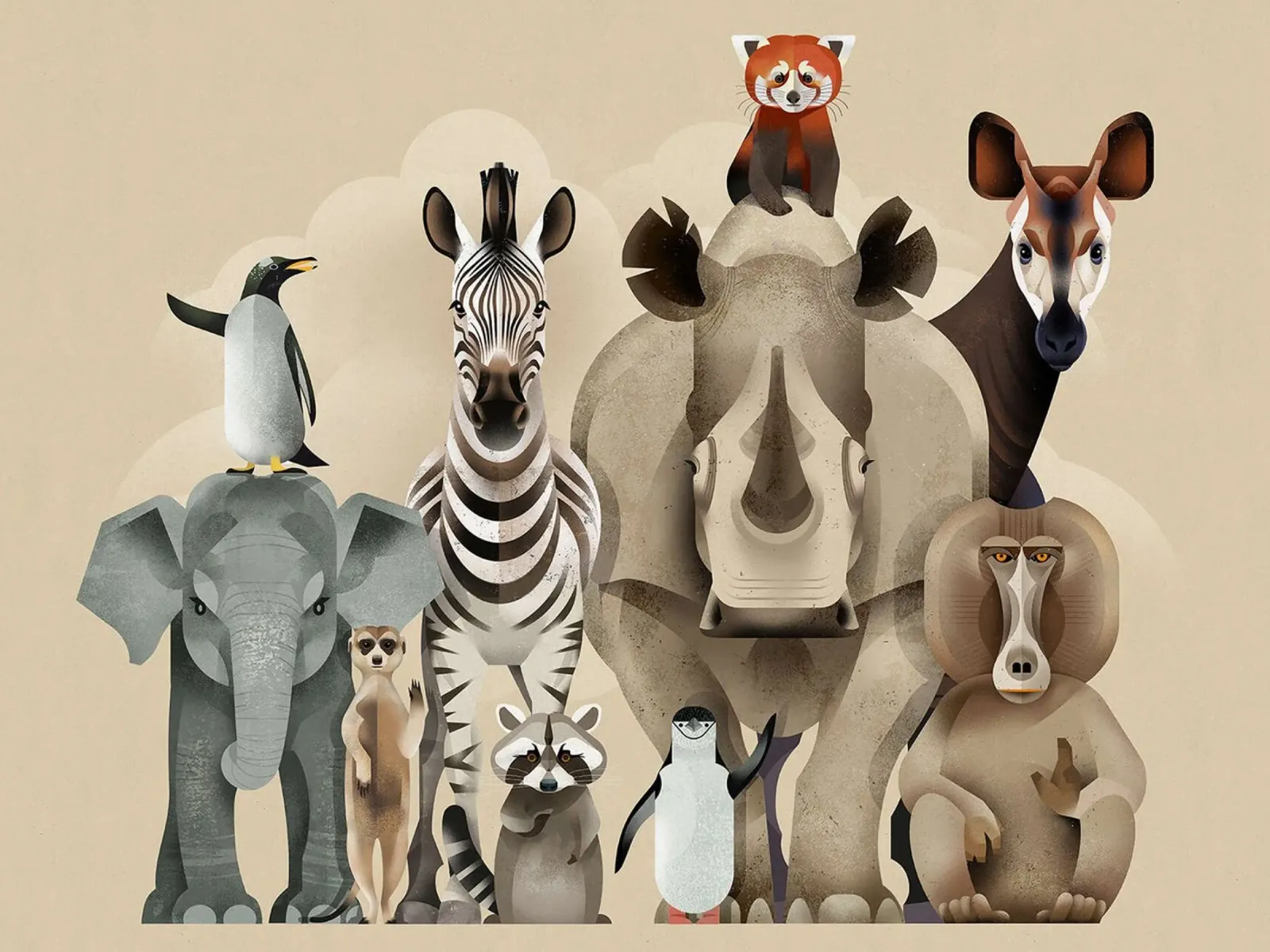 Hello Animals tela con Cornice a cassetta da David Jackson