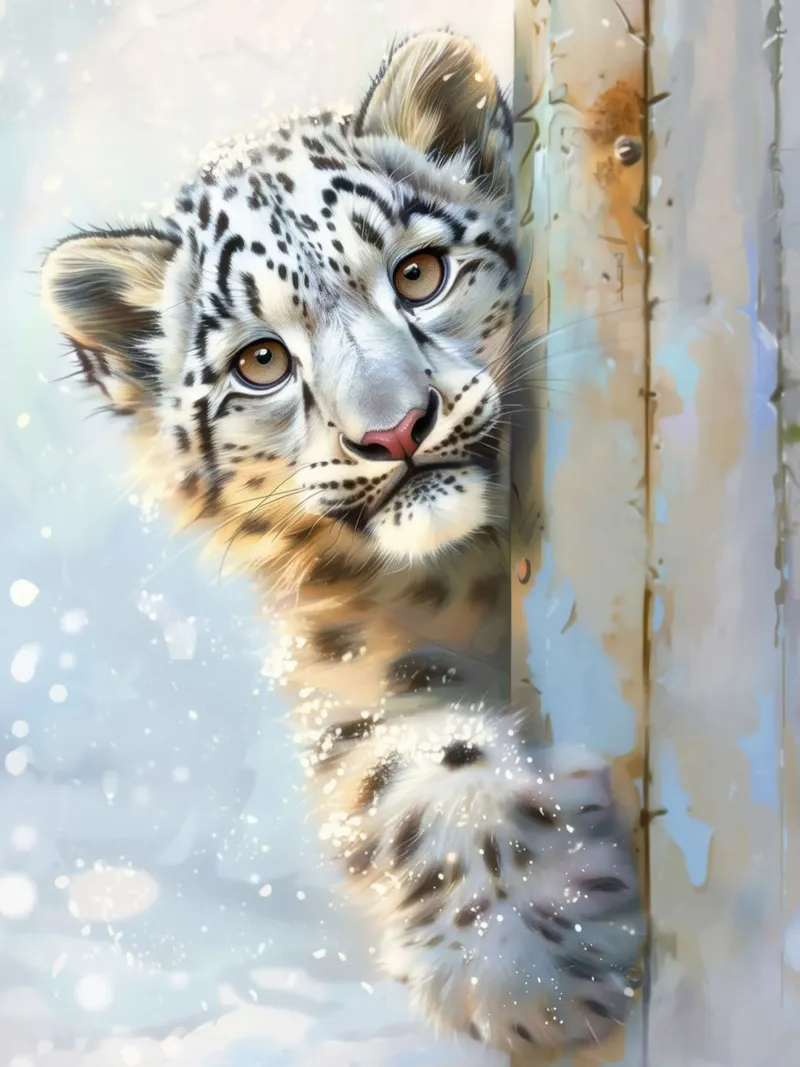 Sono io, Leo il Leopardo delle Nevi! poster con telaio in alluminio da David Jackson