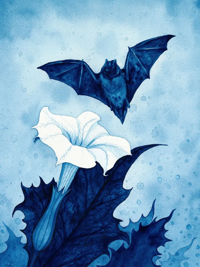 Pomme d'épine sacrée et chauve-souris toile avec Caisse américaine de David Jackson