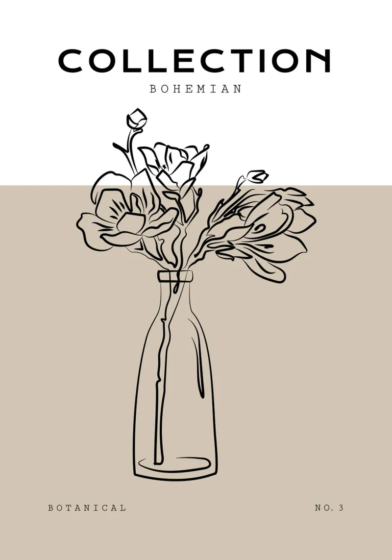 Boho Bohemian 10 Vase Paeonia pellicola backlit da Boho Print Collection