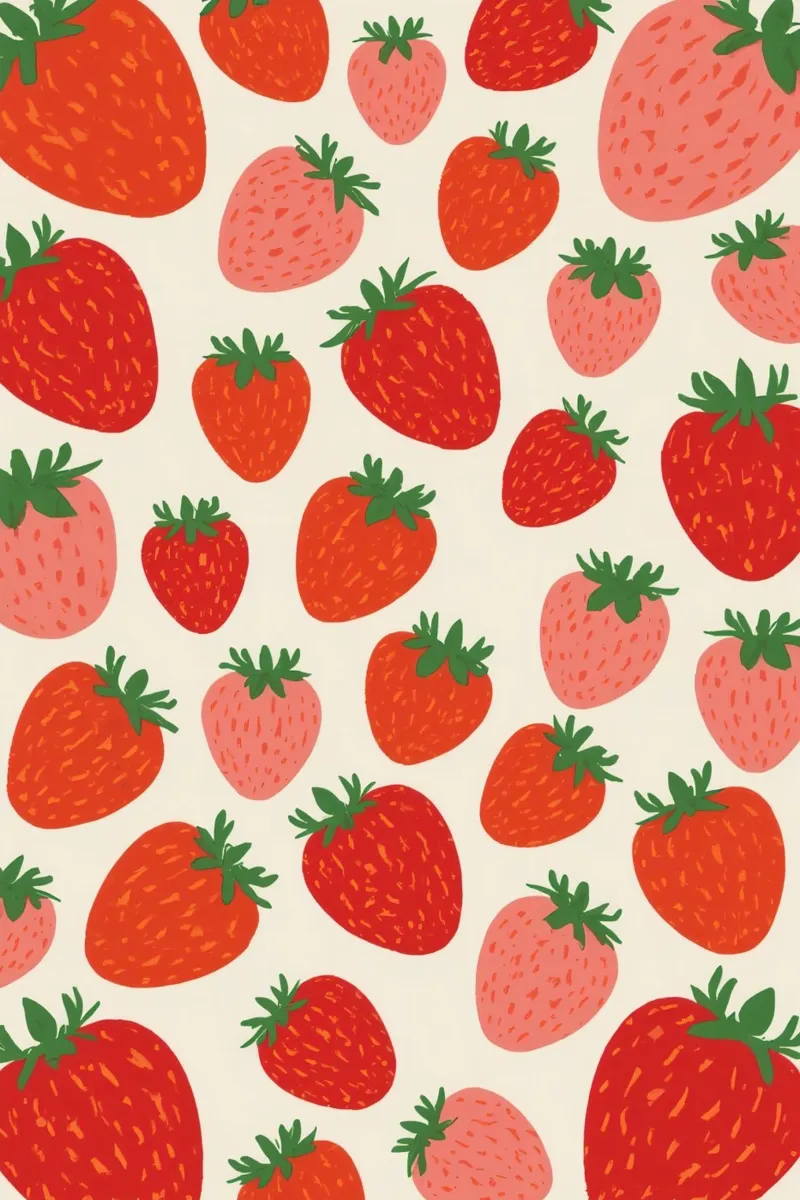 Strawberry Pattern with Red and Pink Berries canvas with Floater frame by DesignDoodle
