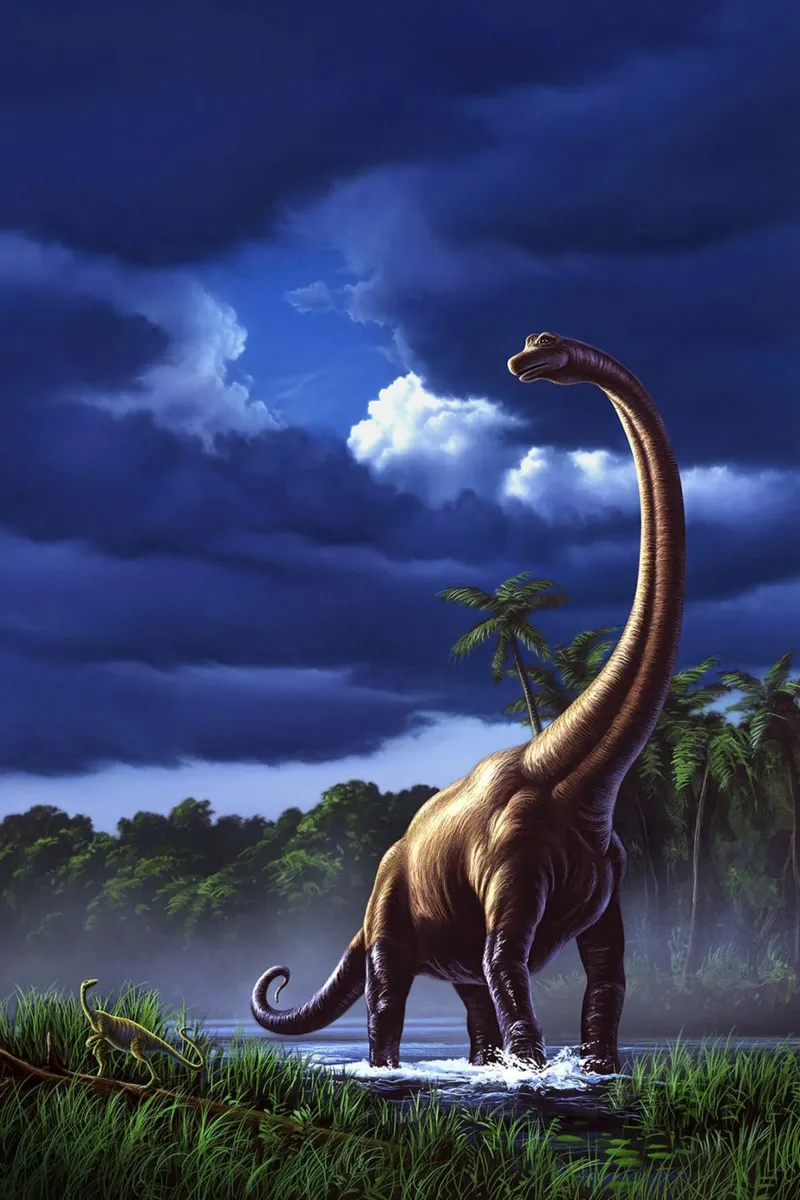 Un Brachiosauro in una palude tela con Cornice a cassetta da David Jackson
