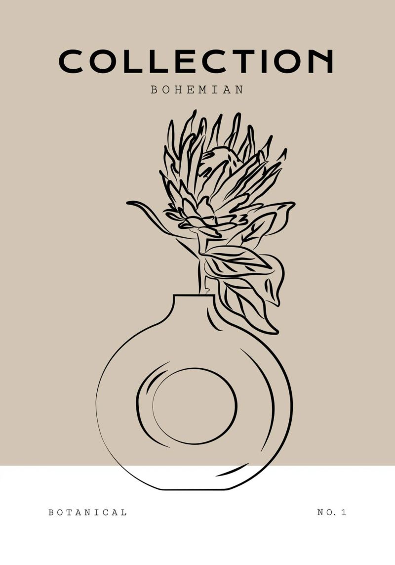 Boho Bohemian 10 Vase Protea poster by Boho Print Collection