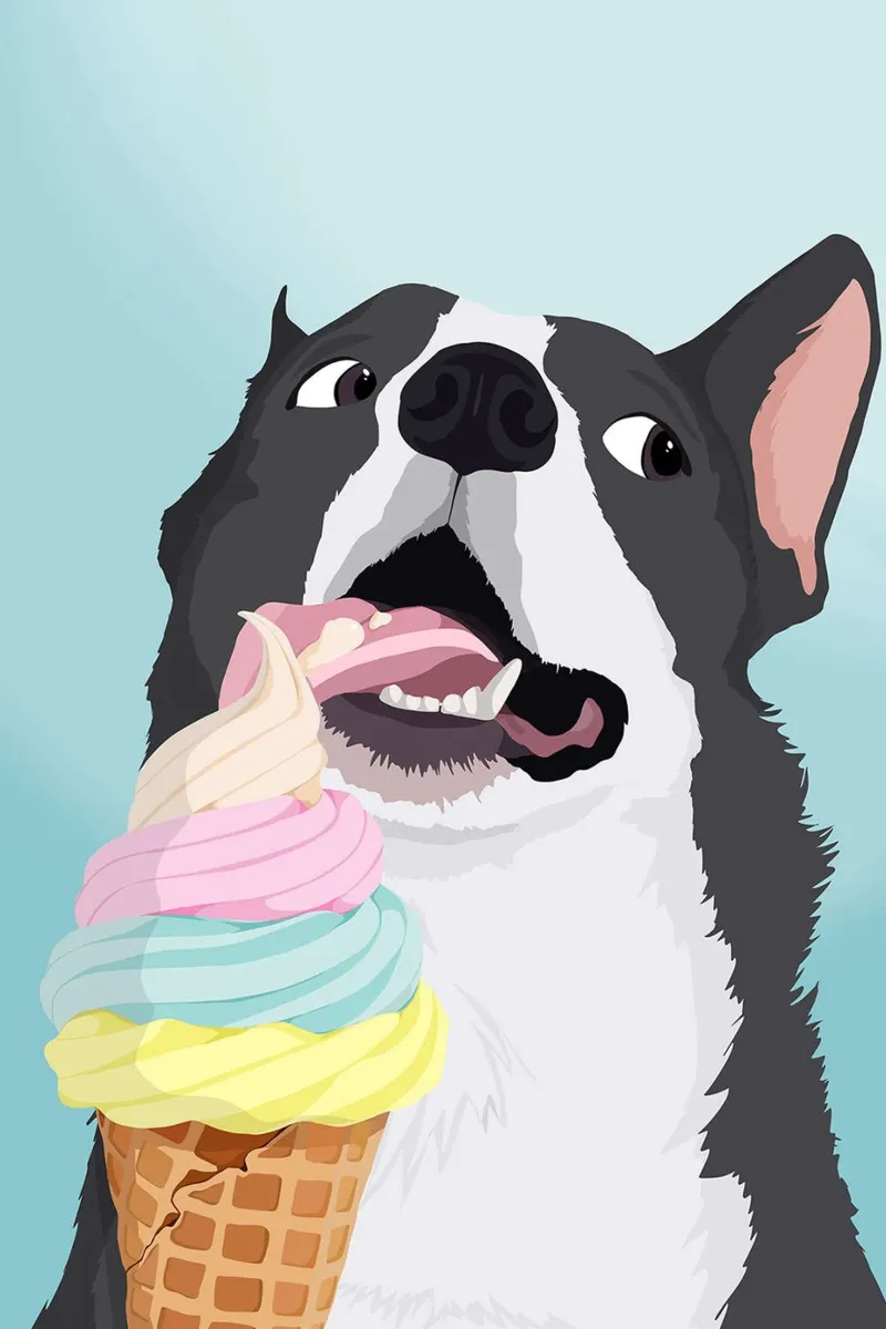 Cane impertinente con gelato tela con Cornice a cassetta da David Jackson