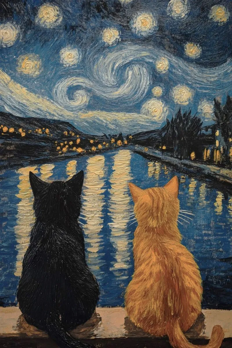 couple cat on lake poster da Good days