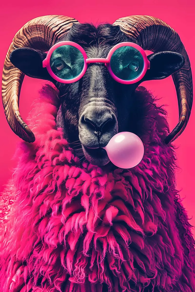 L'Ariete Pop Art rosa si gode la vita poster da David Jackson