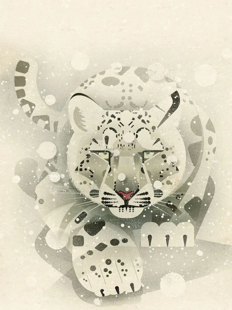 Snow Leopard canvas met Baklijst van David Jackson