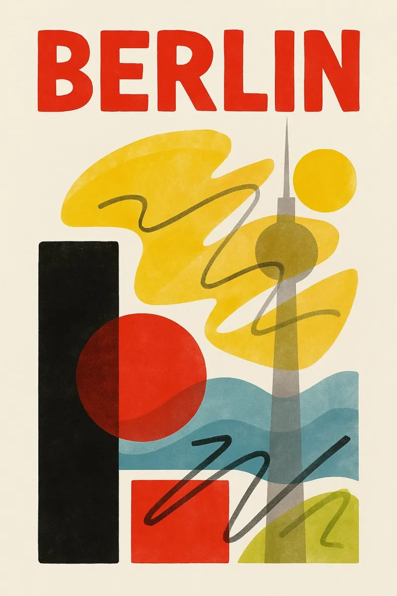 Poster Berlijn - Moderne en stedelijke abstracte poster poster van JETLAG | affiches voyage