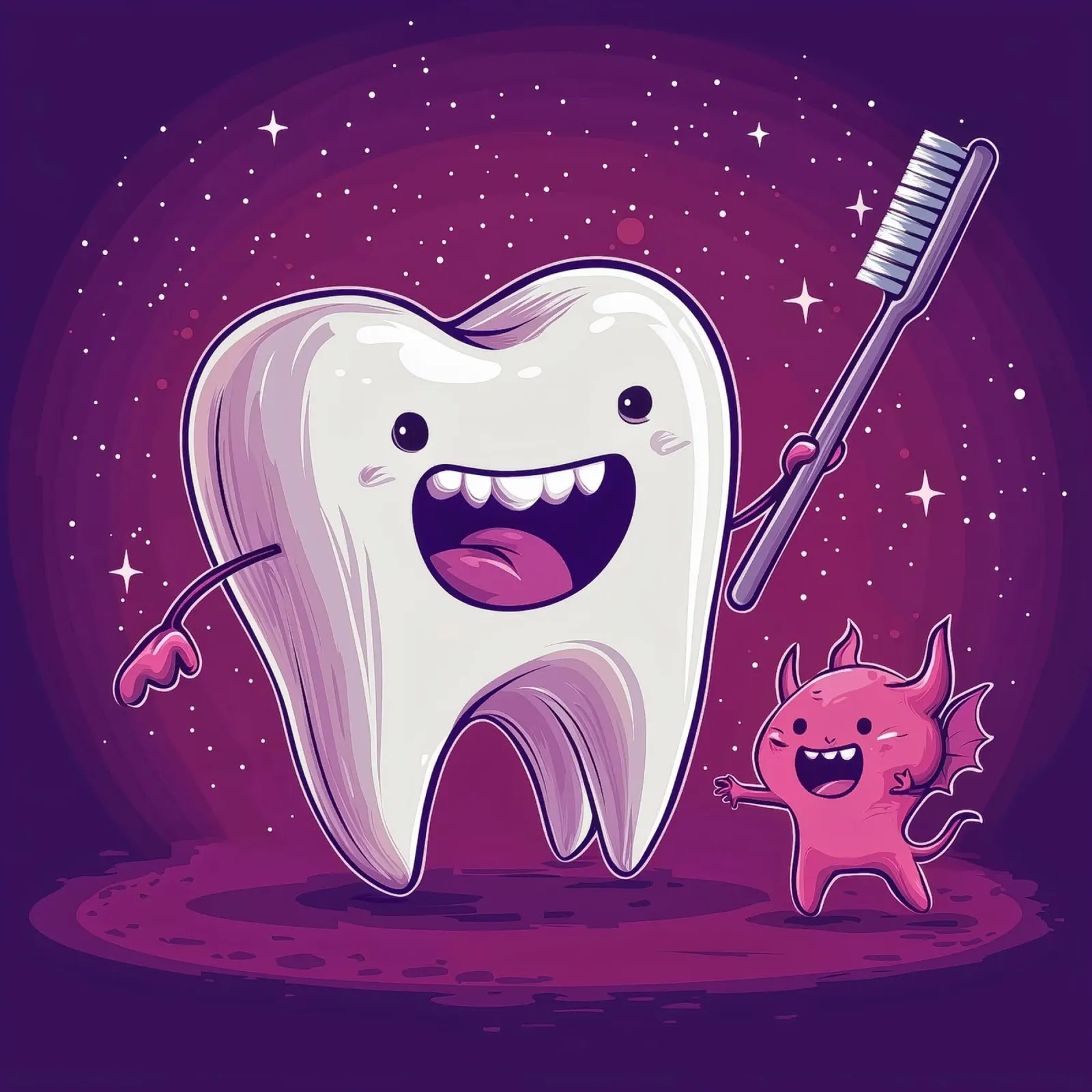 Difensore dei denti - Simpatica stampa a fumetti di un dente contro un germe tela con Cornice a cassetta da Synthaira