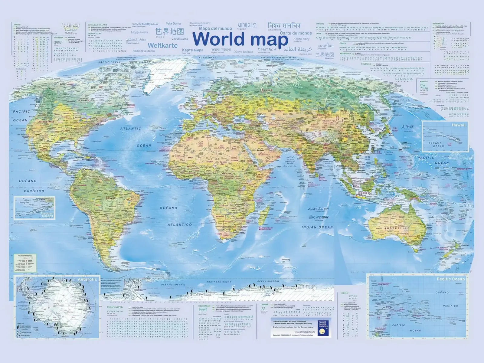 World map 2024 Print canvas with Floater frame by Lyndamaps