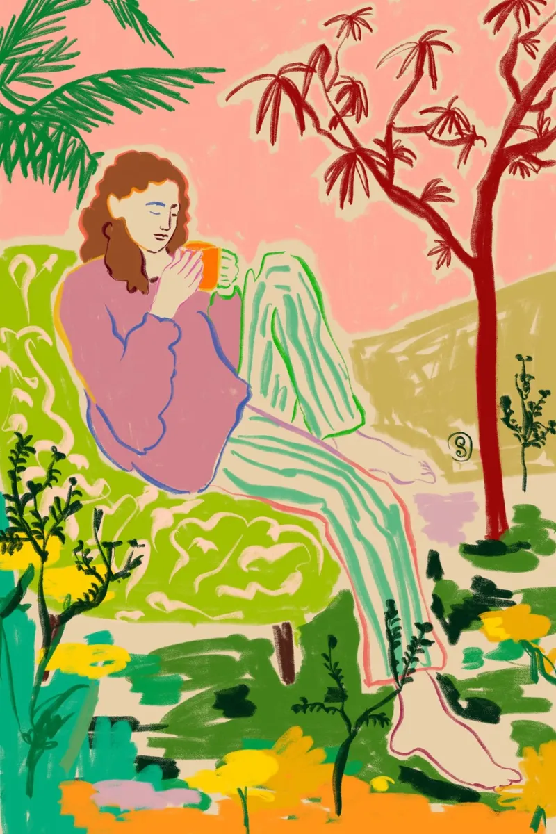 CAFFÈ IN UN GIARDINO FRESCO poster da Sandra Poliakov