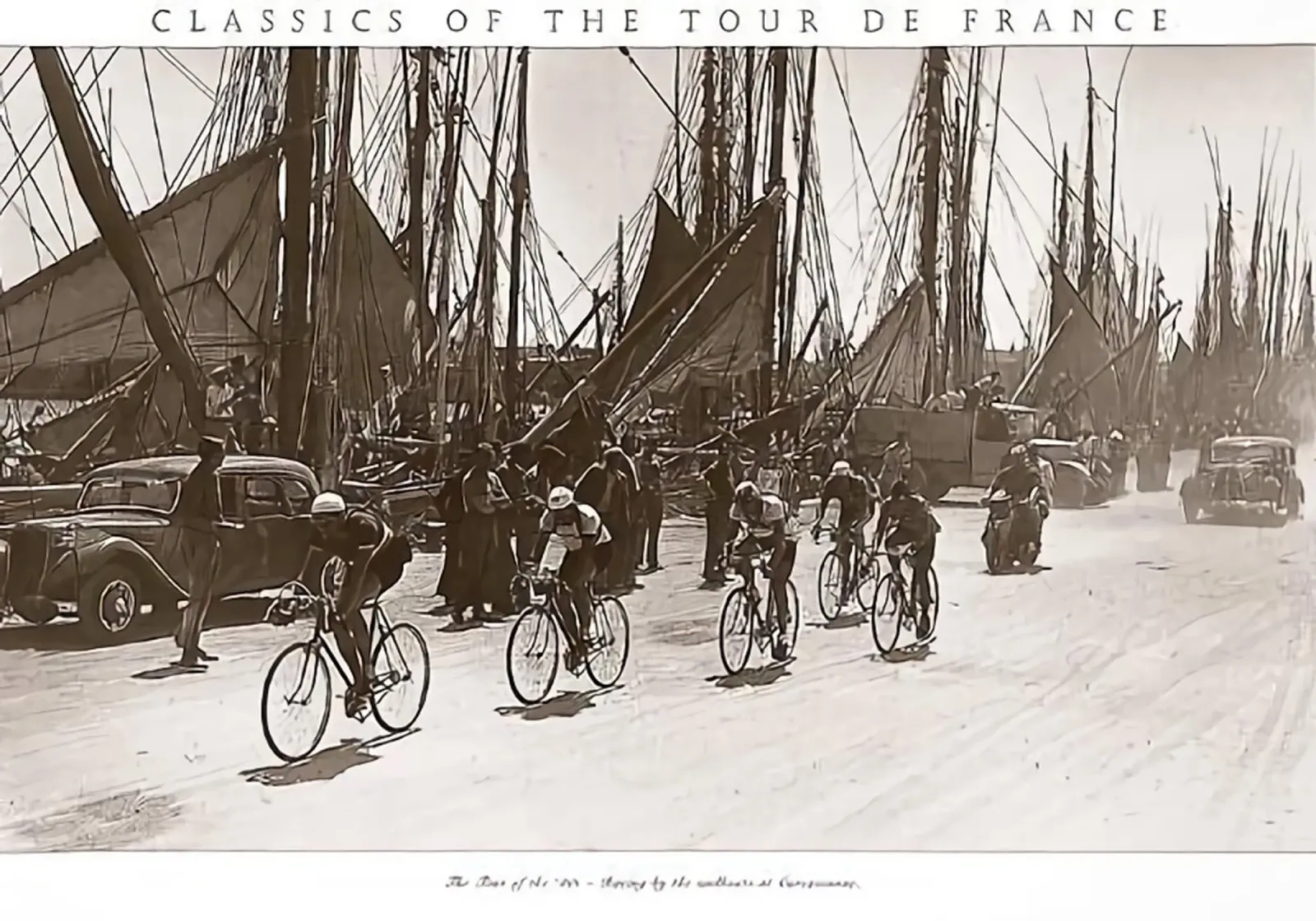 racing in the past,with ships in the background canvas with Floater frame by addelia shope