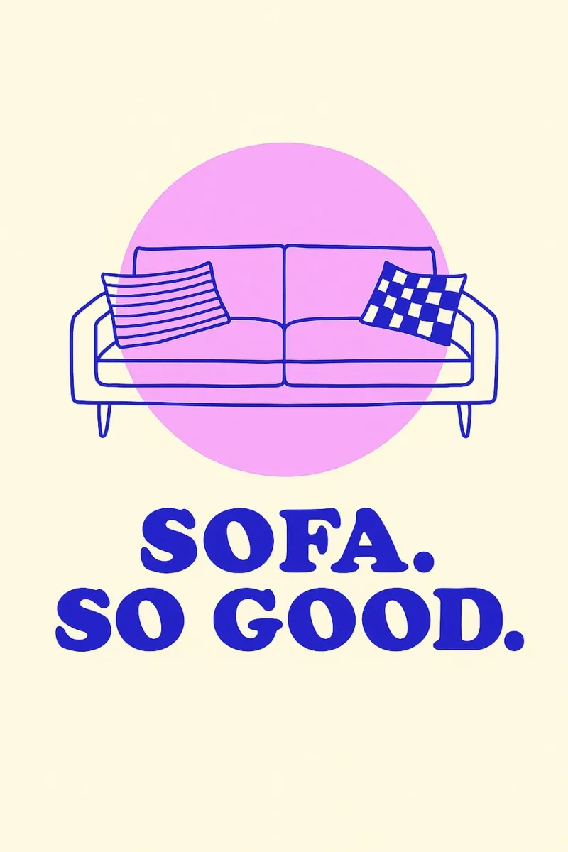 Sofa So Good – Retro Poster mit Dopamine Decor Vibes poster con telaio in plastica da Gift Ideas