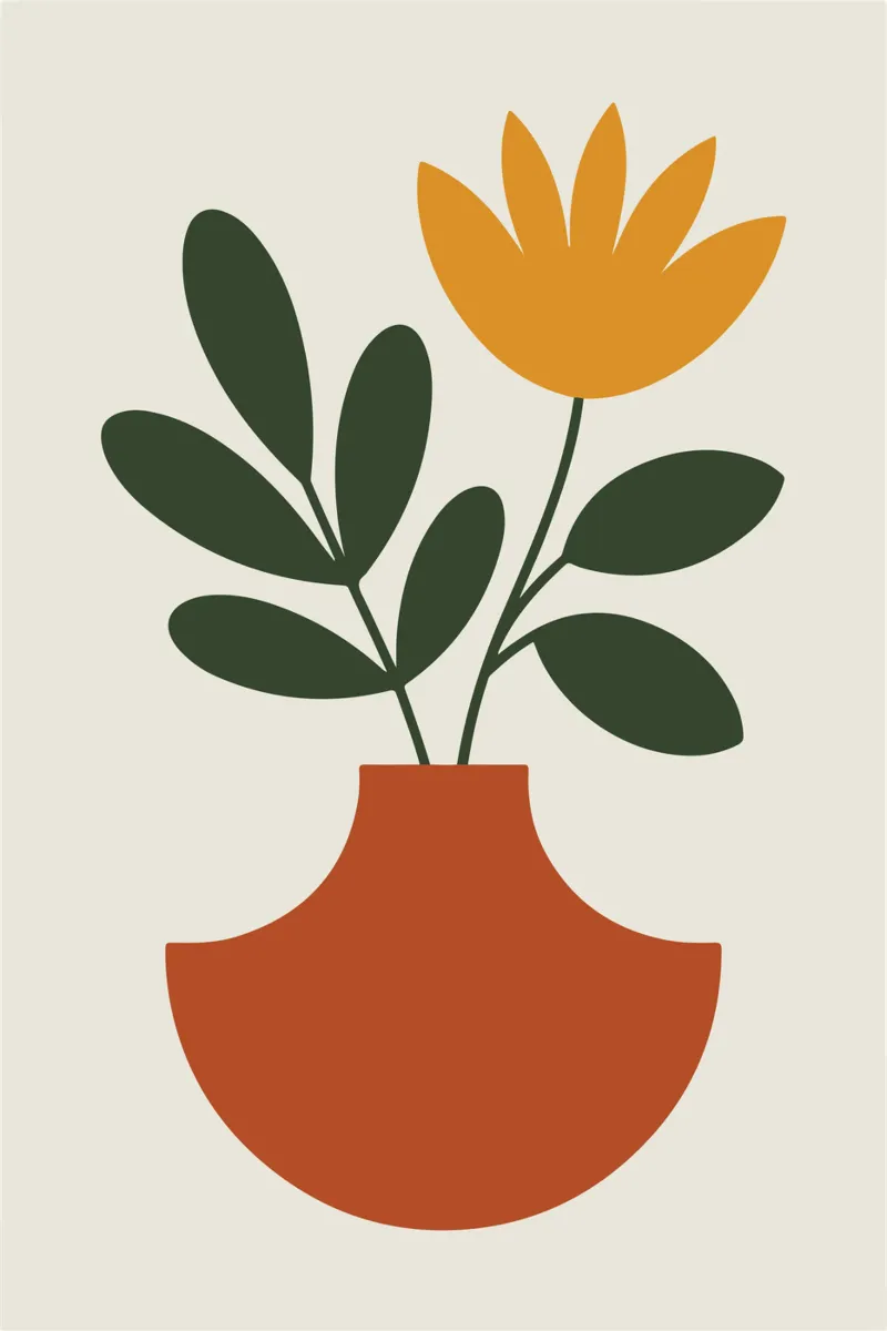 leafy arrangement in half-cut circle vase tela con Cornice a cassetta da LisaArtes