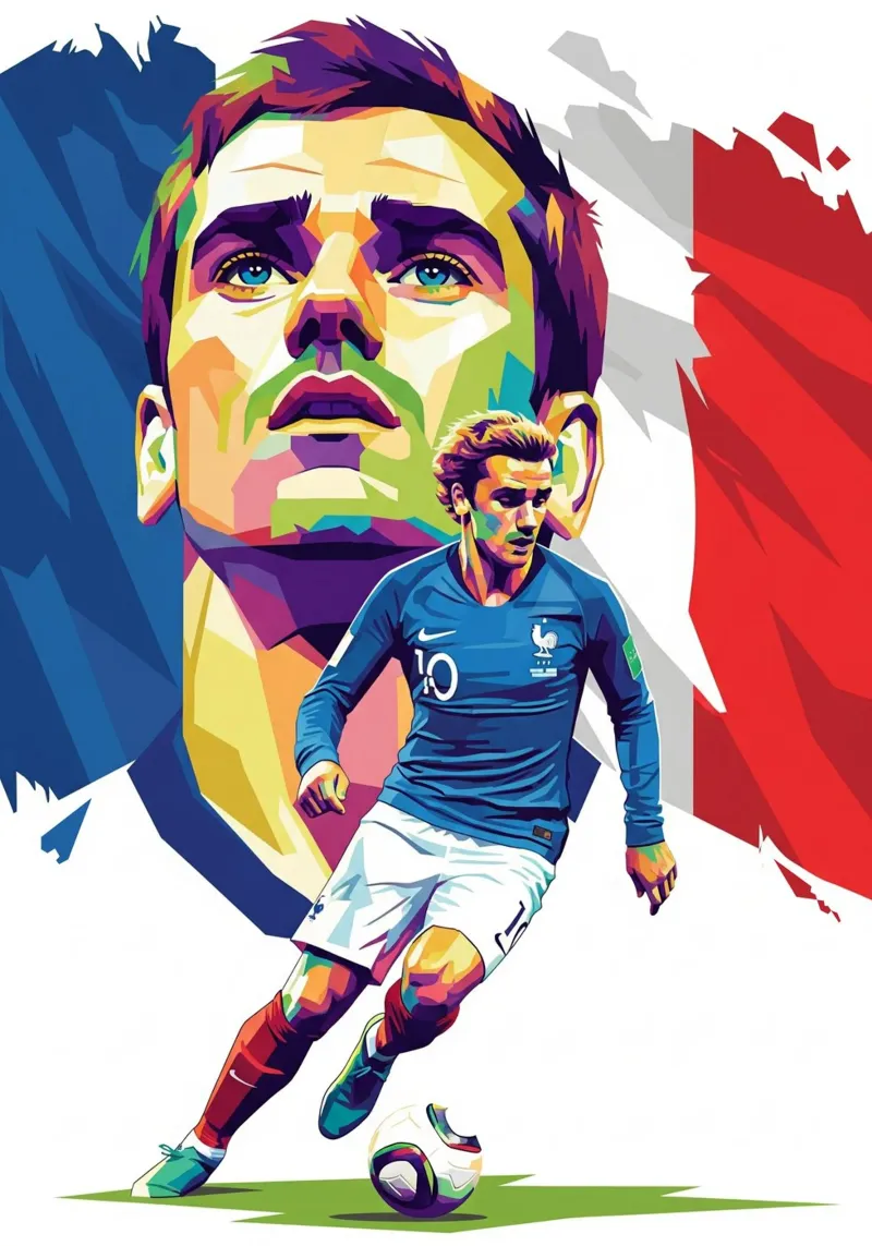 Antoine Griezmann - Frans elftal canvas met Baklijst van Hantamrata